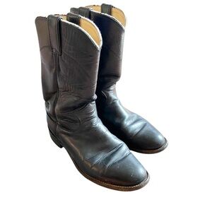 Justin Boots Men's Black Western Leather Roper Cowboy Boots Size 6.5